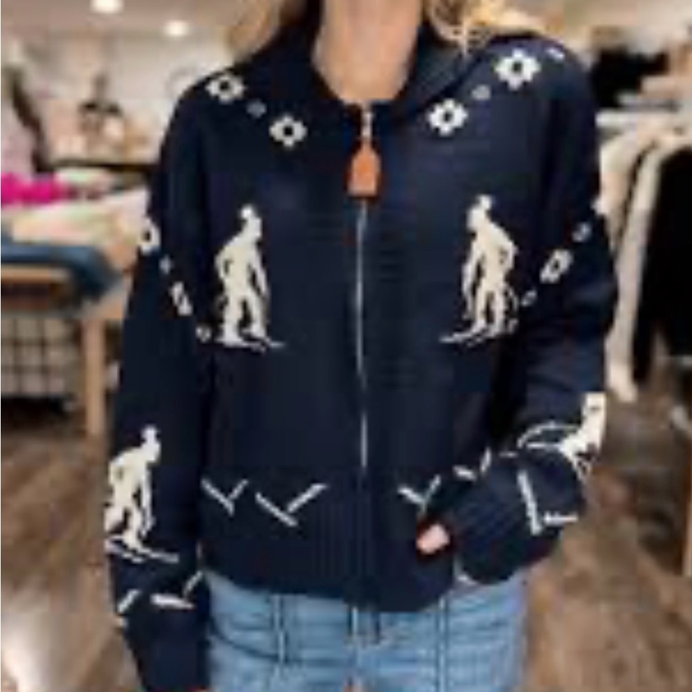 J.O.A. Navy and White Cardigan Sweater